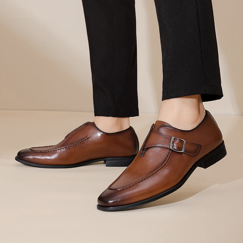 Mens Loafers Single Monk Strap Leather - BritishMode