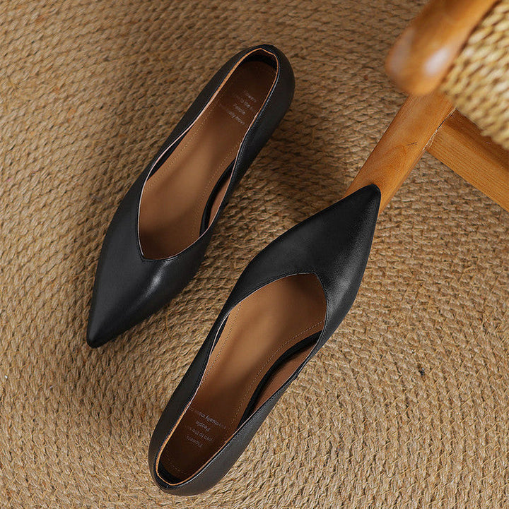 Womens Genuine Leather Heels Classic Fit
