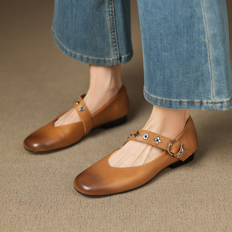 Womens Flats Genuine Leather Slip-On - BritishMode