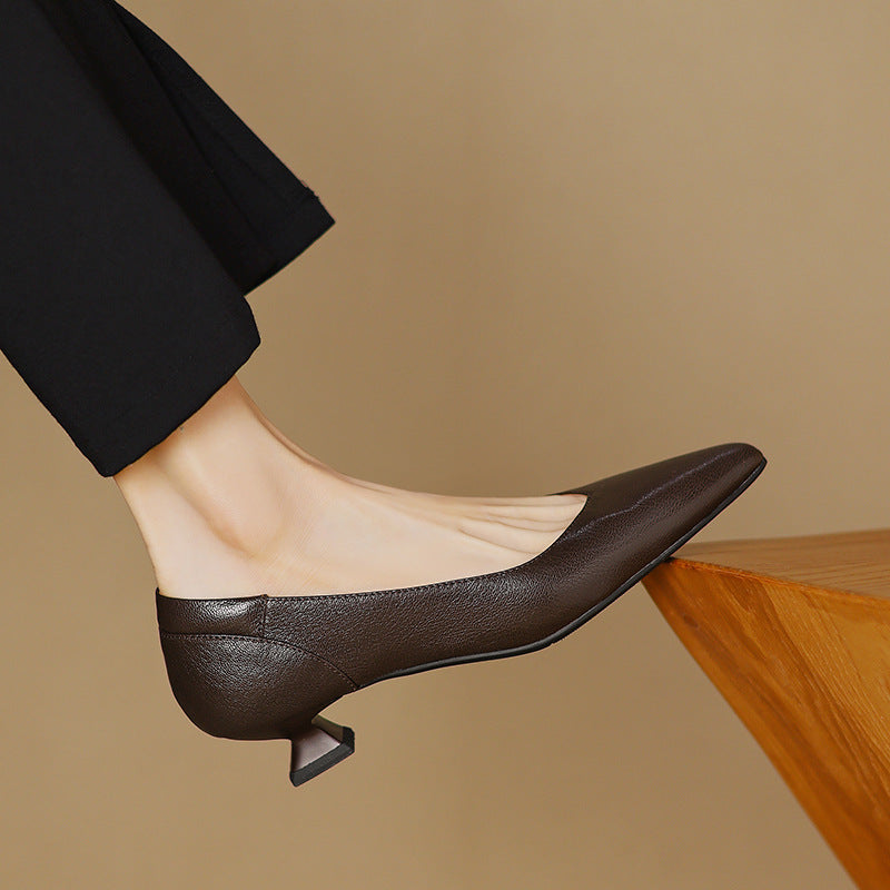 Womens Genuine Leather Heels Classic Fit