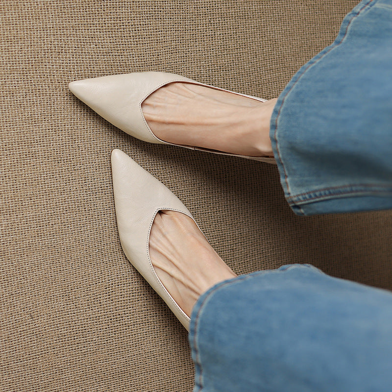 Womens Genuine Leather Heels Classic Fit