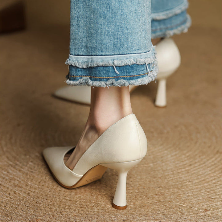 Womens Genuine Leather Heels Classic Fit