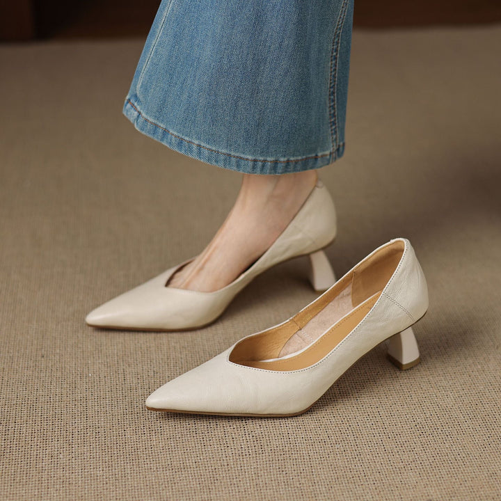 Womens Genuine Leather Heels Classic Fit