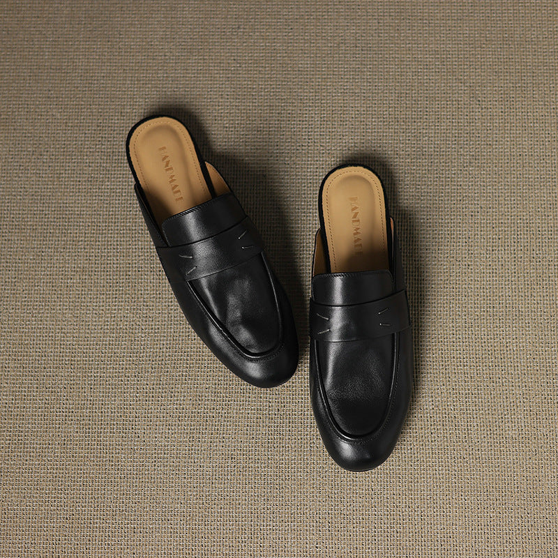 Womens Genuine Leather Mules Slip-On Comfortable