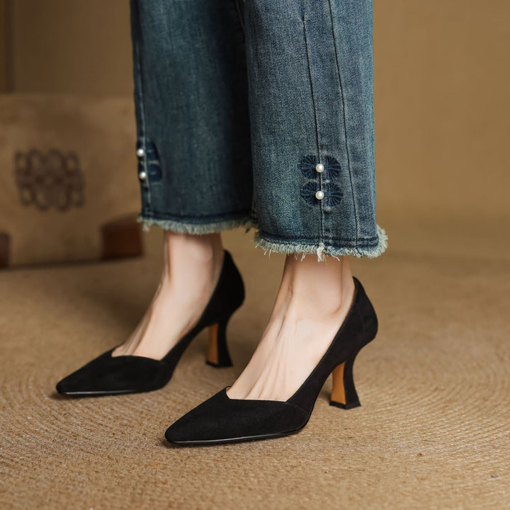 Womens Genuine Leather Heels Classic Fit