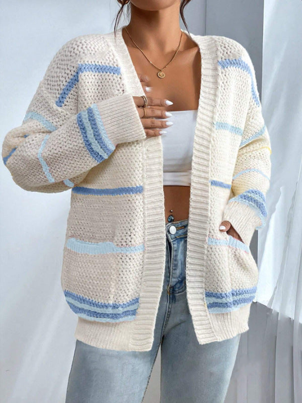 Womens Cable Knit Cardigan Relaxed Fit