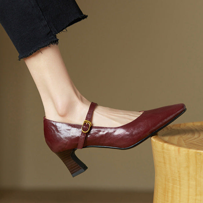 Womens Genuine Leather Heels Classic Fit