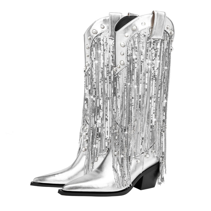 Womens Ankle Boots with Fringe Western Style