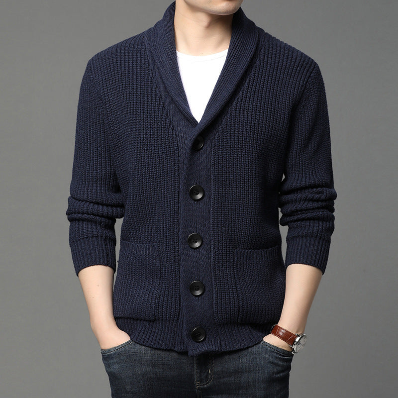 Womens Shawl Collar Cardigan Knitted Fabric Relaxed Fit