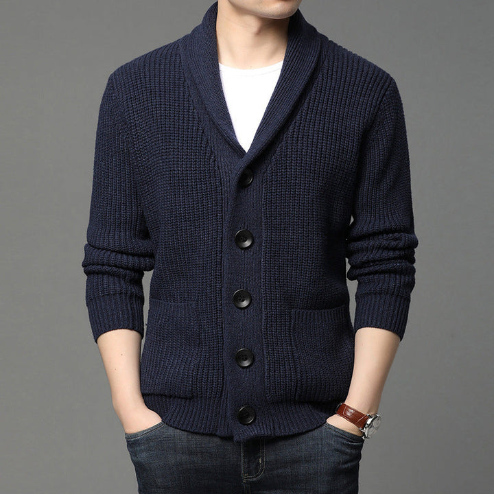Womens Shawl Collar Cardigan Knitted Fabric Relaxed Fit