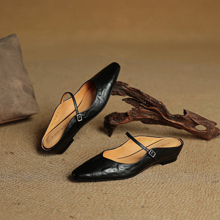 Womens Leather Mules Genuine Leather Slip-On