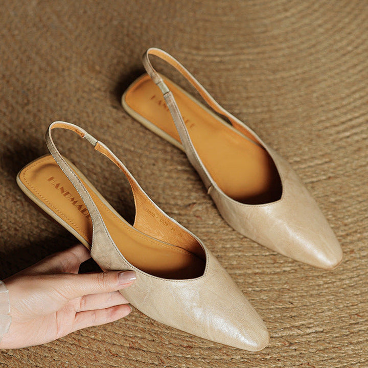 Womens Slingback Shoes Genuine Leather Classic Fit