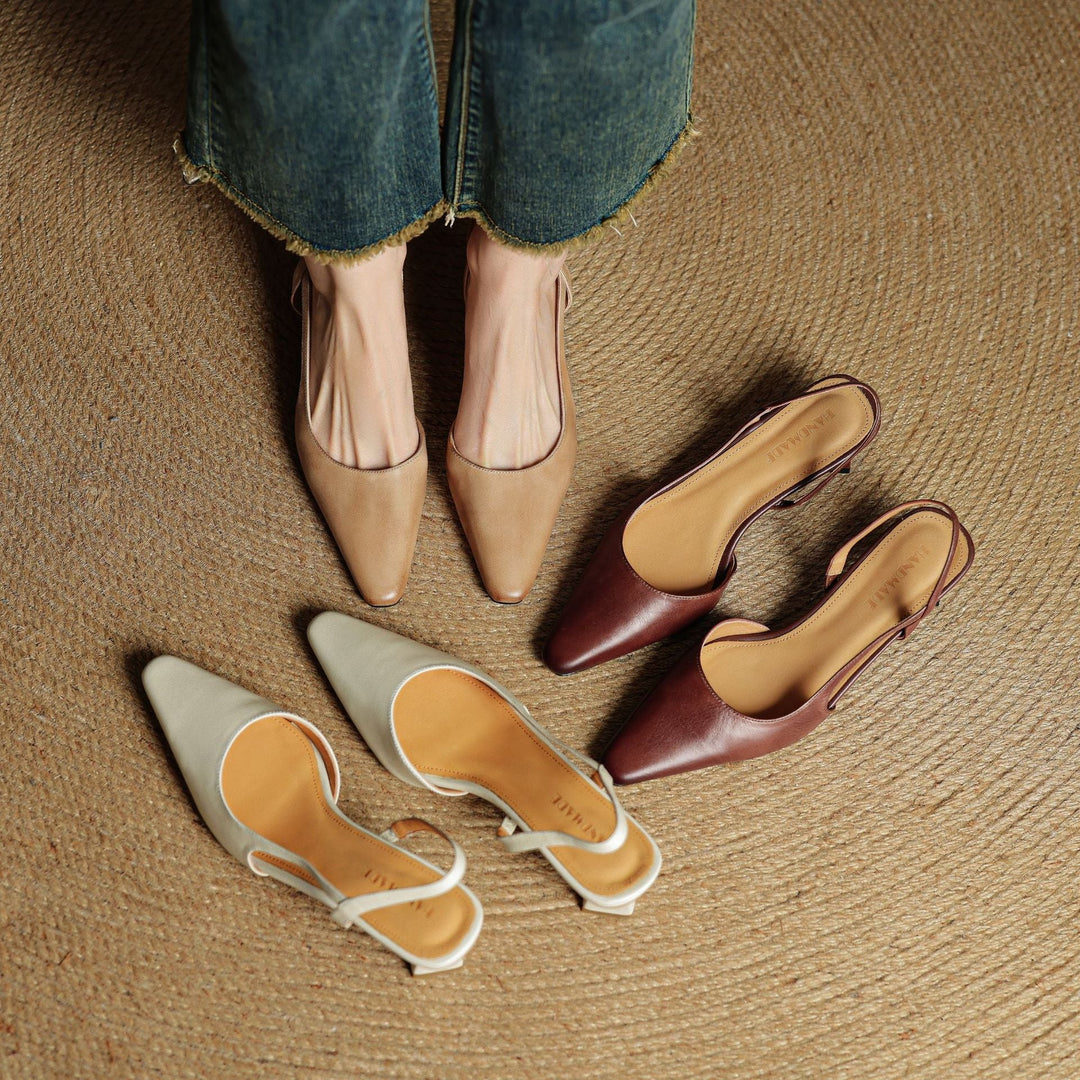 Womens Genuine Leather Heels Classic Fit