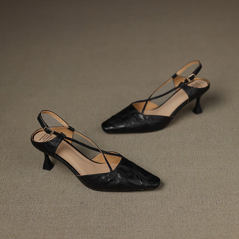 Womens Genuine Leather Heels Classic Fit