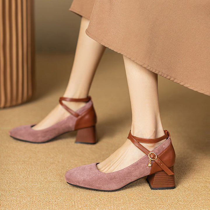 Womens Suede Heels Pointed Toe Classic Fit