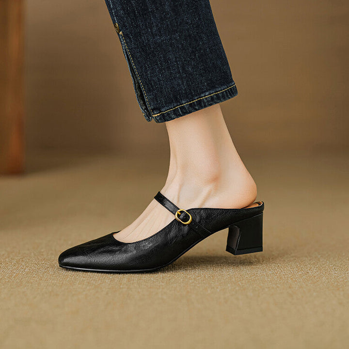 Womens Leather Mules Genuine Leather Slip-On