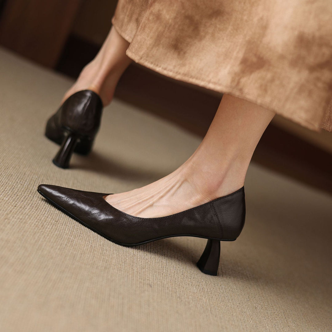 Womens Genuine Leather Heels Classic Fit