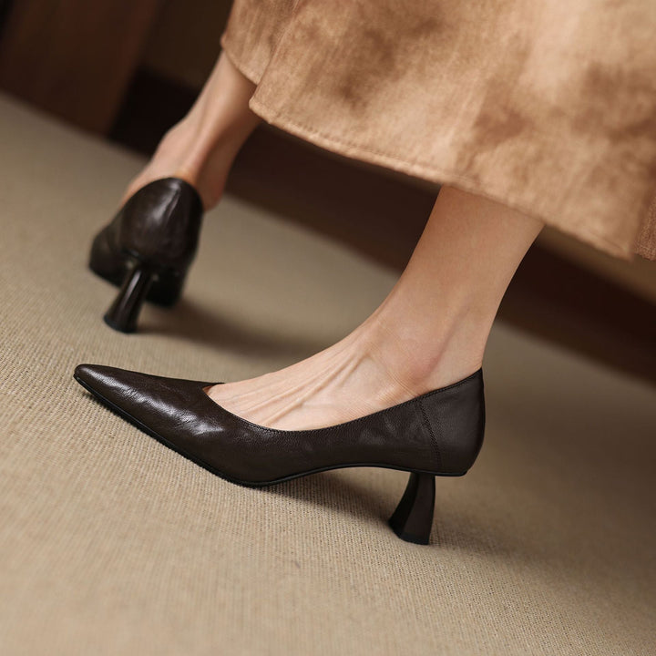 Womens Genuine Leather Heels Classic Fit