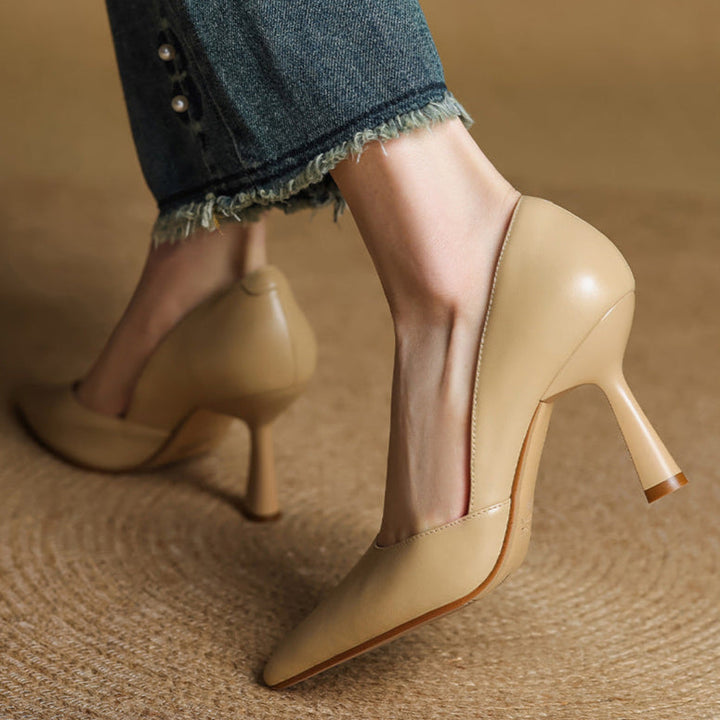 Womens Genuine Leather Heels Classic Fit