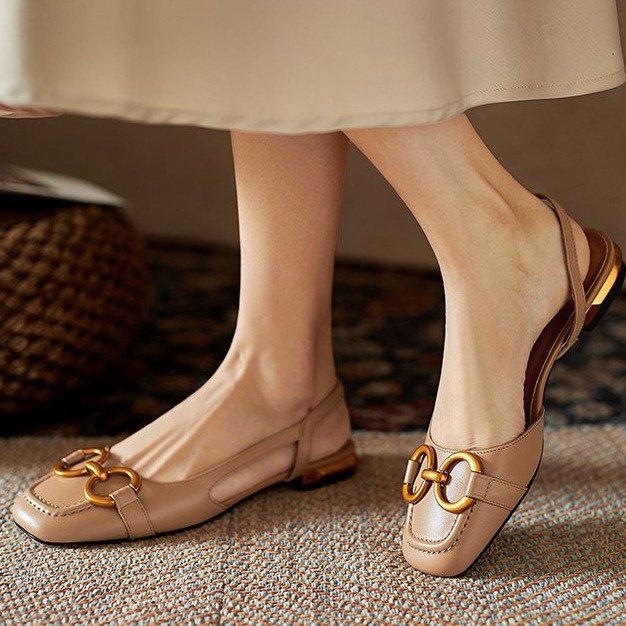 Womens Slingback Shoes Leather Strap Elegant Fit