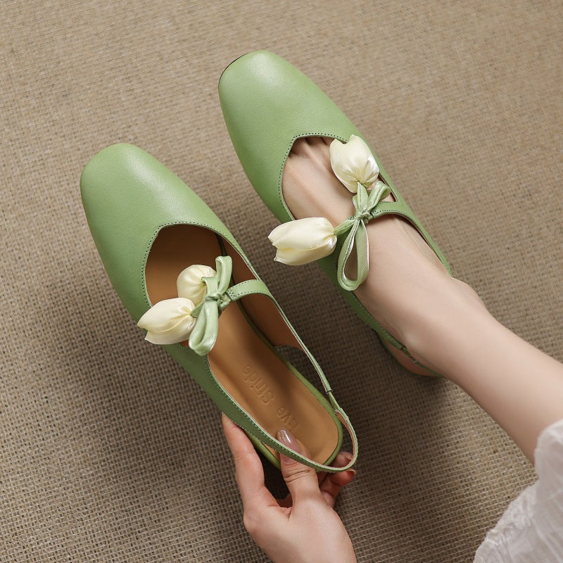 Womens Slingback Shoes Genuine Leather Classic Fit