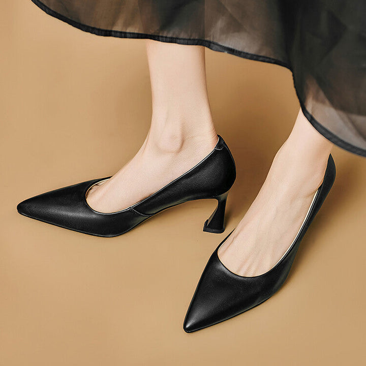 Womens Genuine Leather Heels Classic Fit