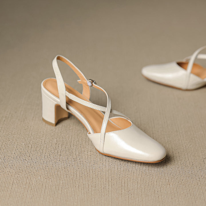 Womens Slingback Shoes Genuine Leather
