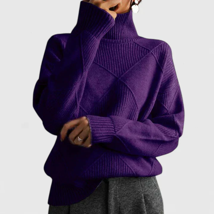 Womens Turtleneck Knit Sweater Long Sleeve
