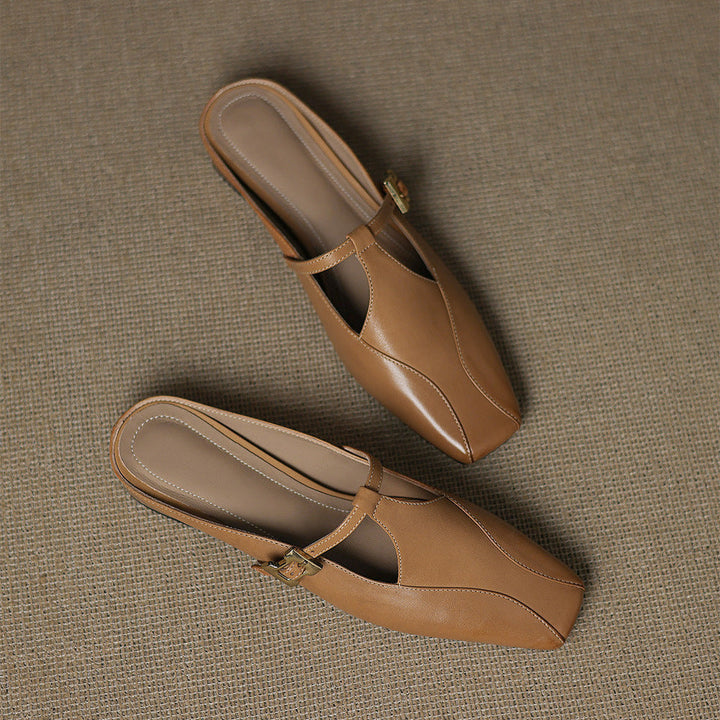 Womens Leather Mules Genuine Leather Slip-On