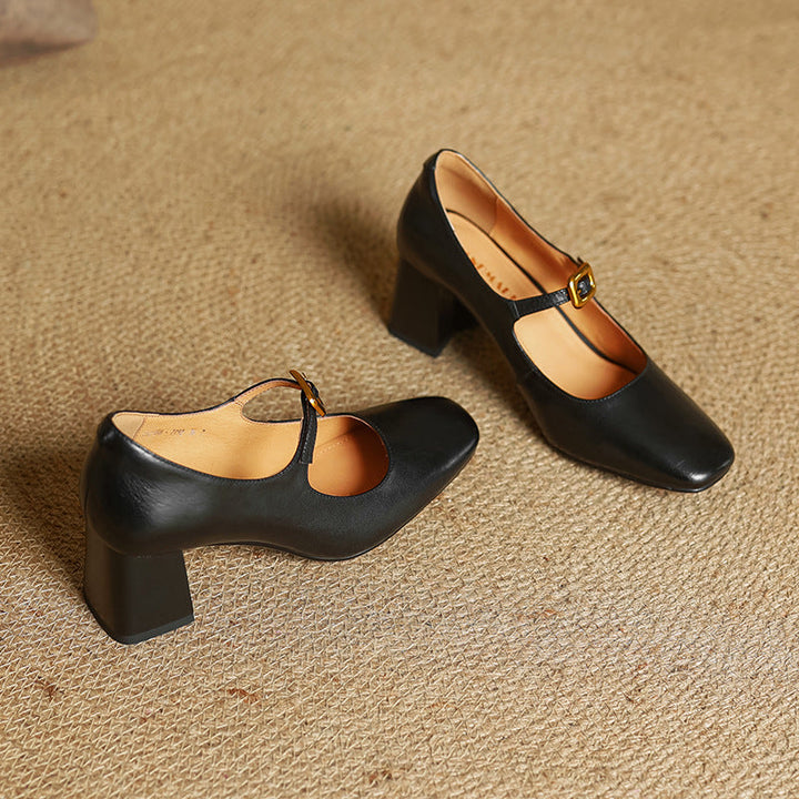 Womens Genuine Leather Heels Classic Fit