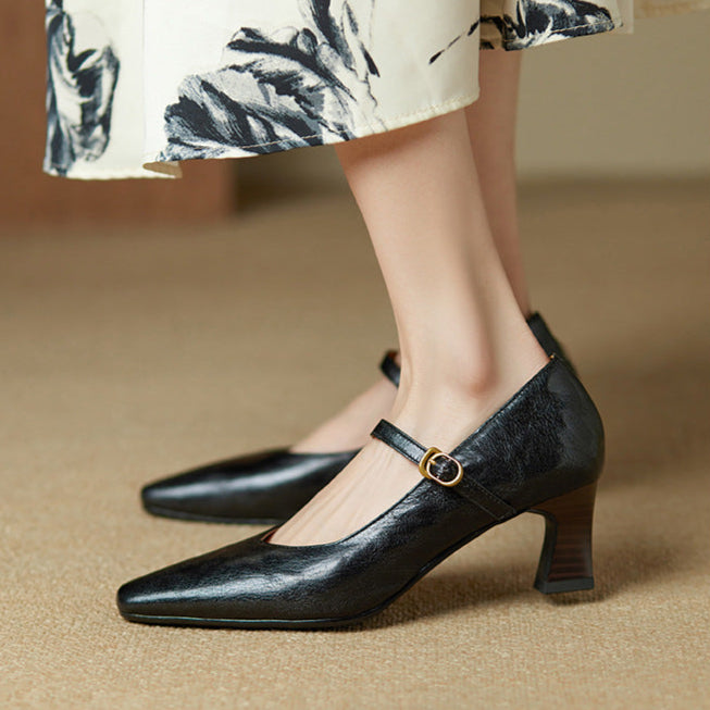 Womens Genuine Leather Heels Classic Fit