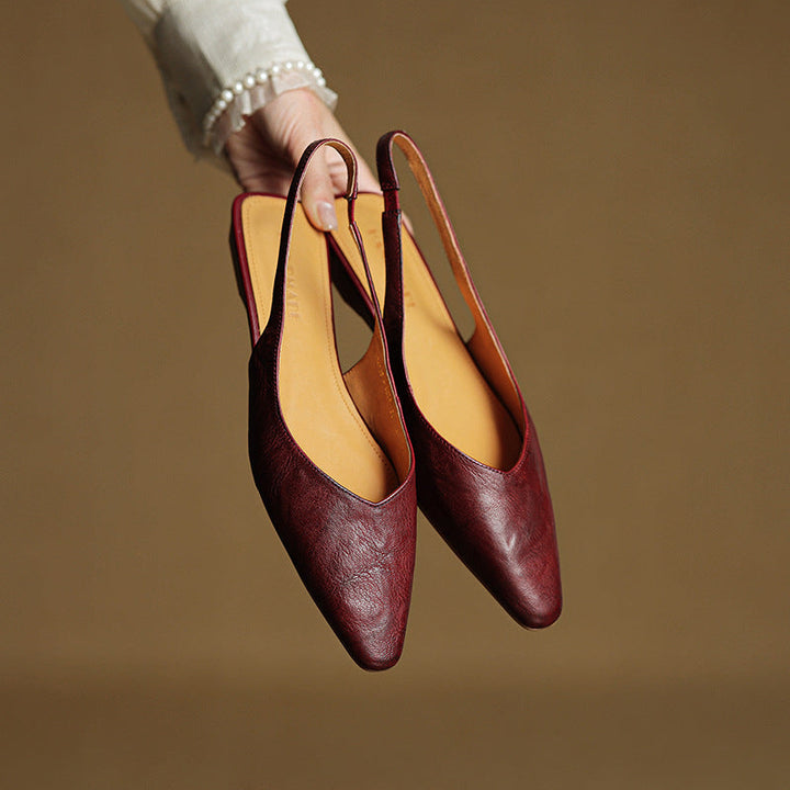 Womens Slingback Shoes Genuine Leather Classic Fit
