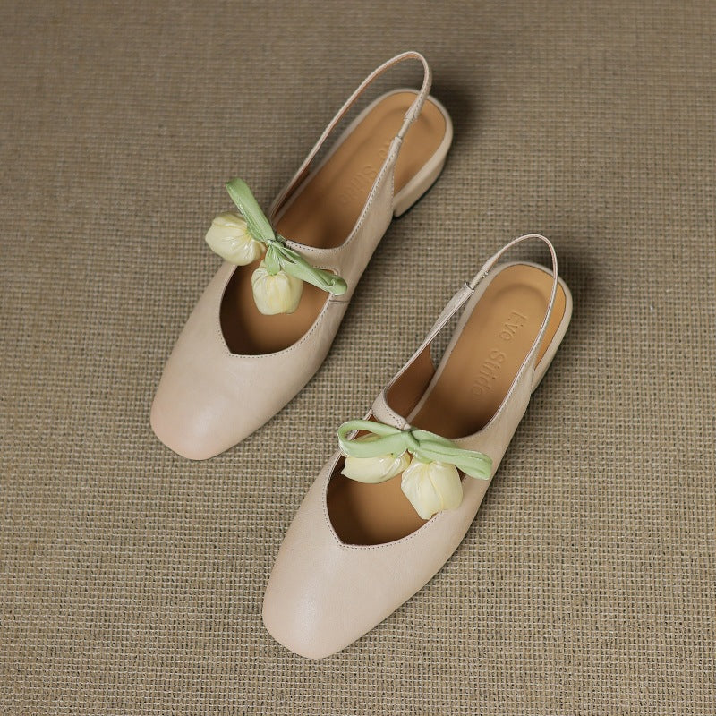 Womens Slingback Shoes Genuine Leather Classic Fit