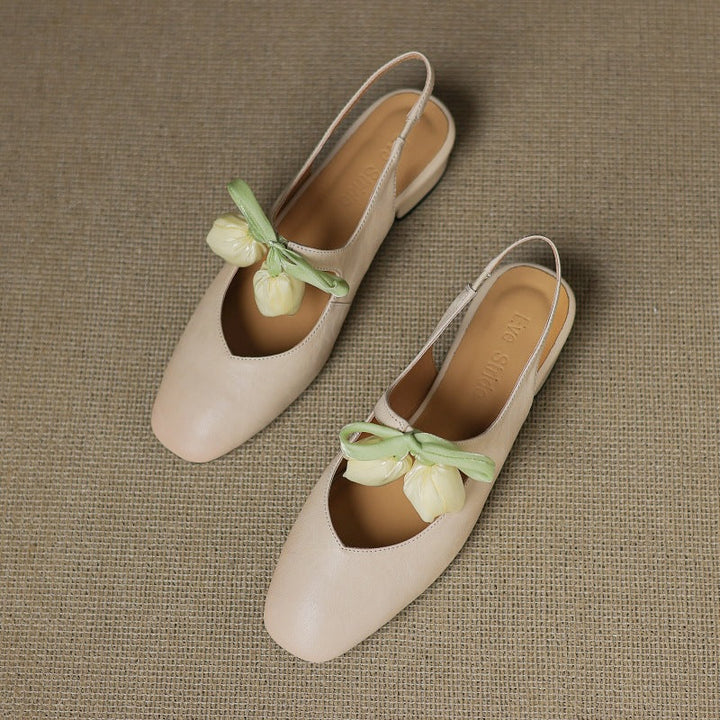 Womens Slingback Shoes Genuine Leather Classic Fit