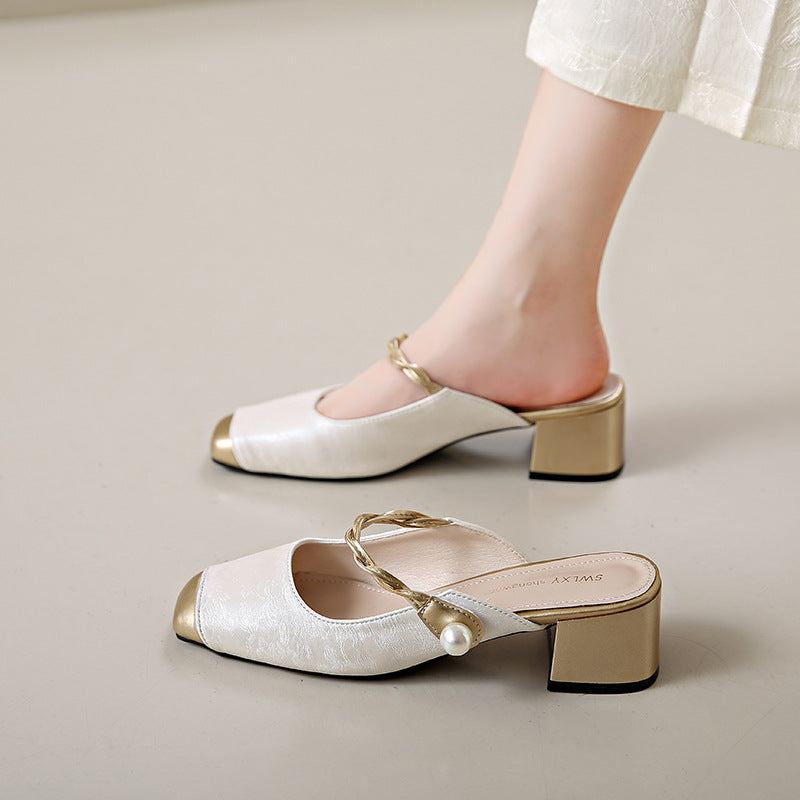 Womens Leather Mules Genuine Leather Slip-On