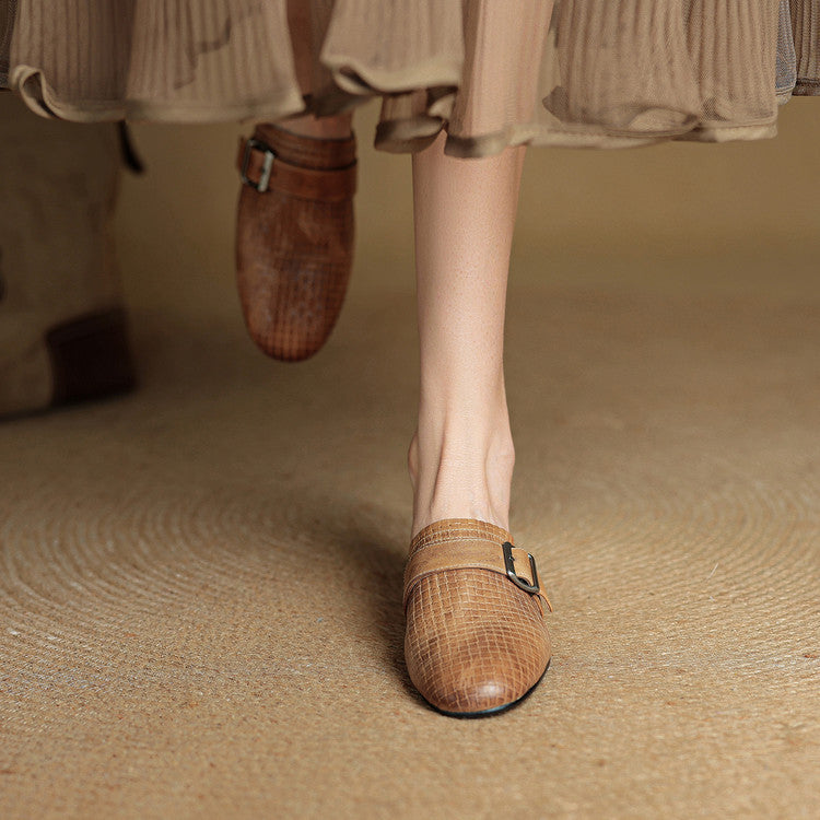 Womens Leather Mules Genuine Leather Slip-On