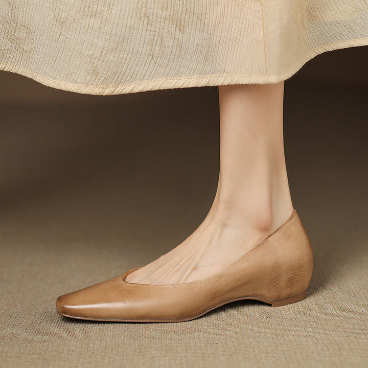 Womens Genuine Leather Flats Slip-On Style
