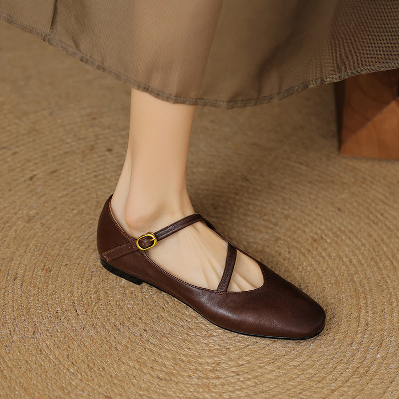 Womens Flats Genuine Leather Slip-On