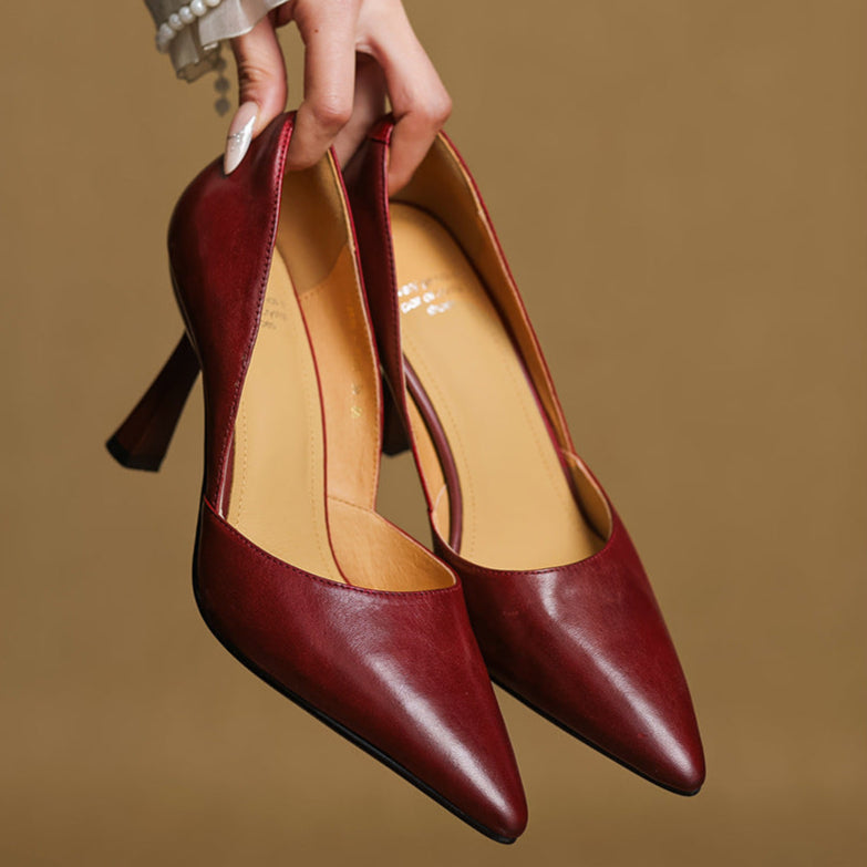 Womens Genuine Leather Heels Classic Fit