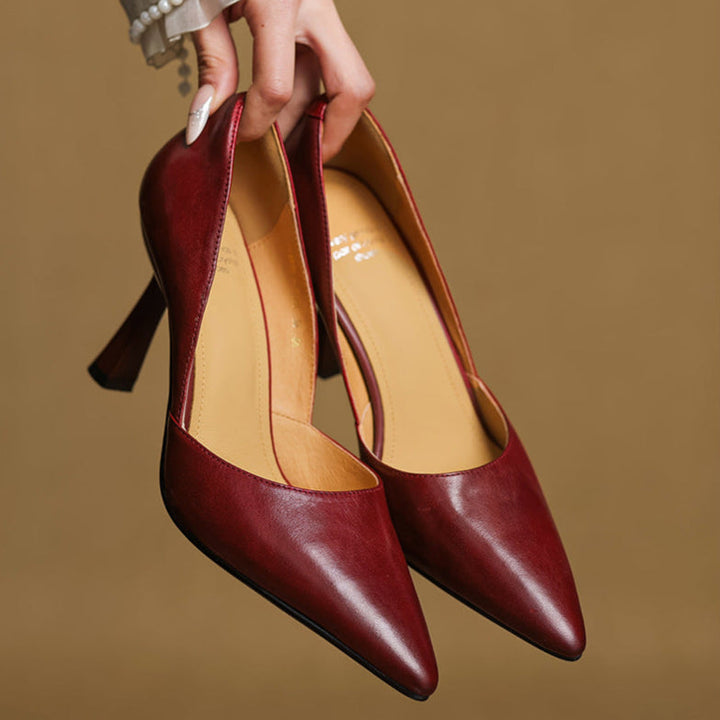 Womens Genuine Leather Heels Classic Fit