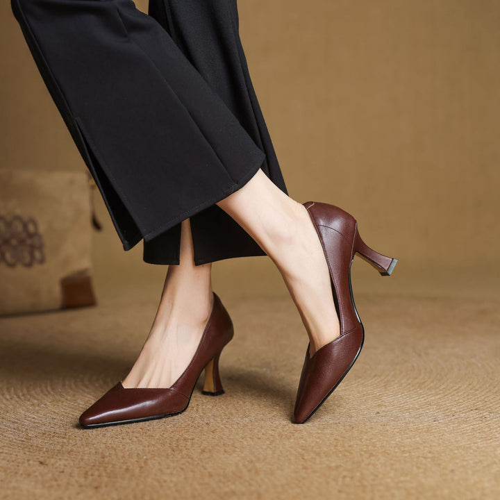 Womens Genuine Leather Heels Classic Fit