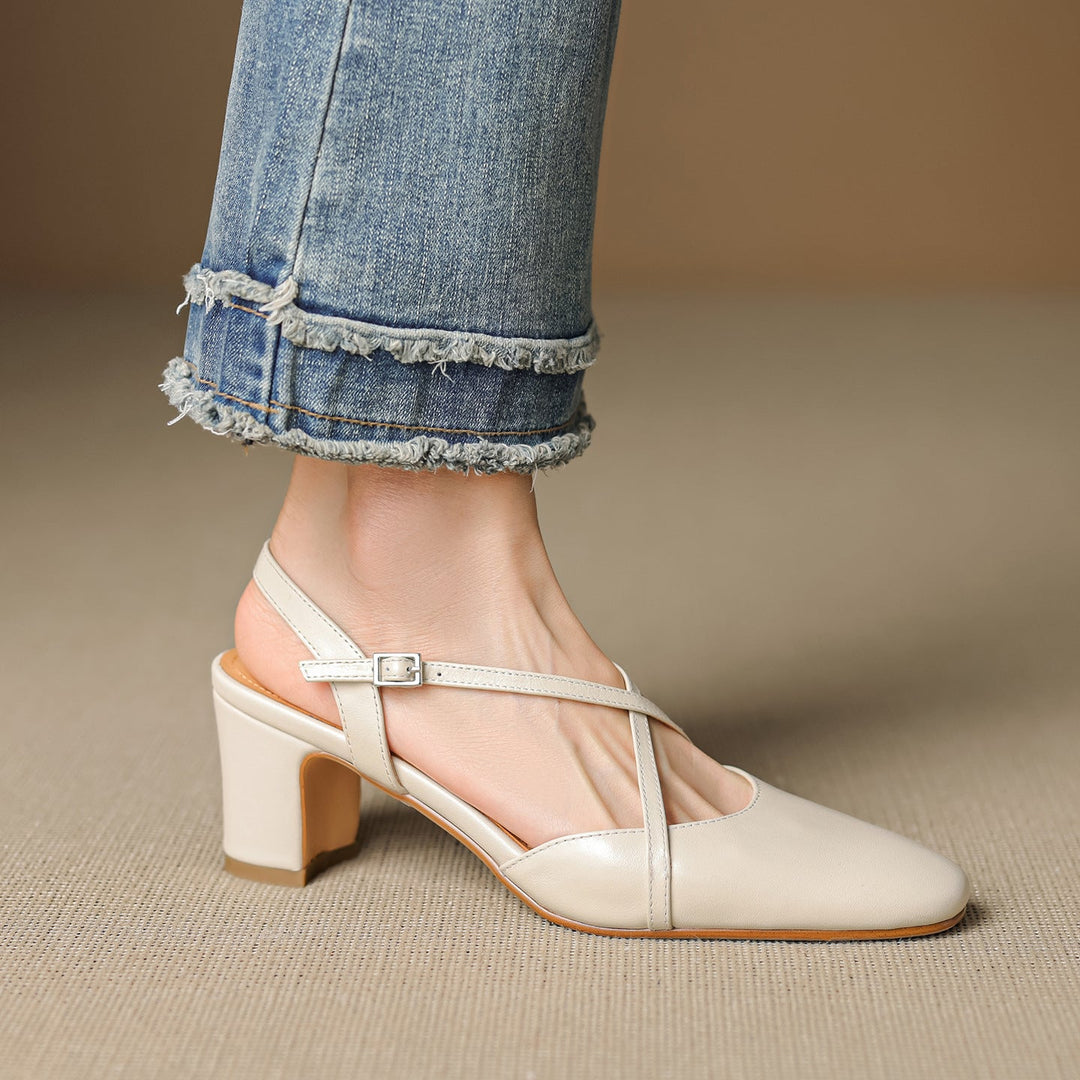 Womens Slingback Shoes Genuine Leather