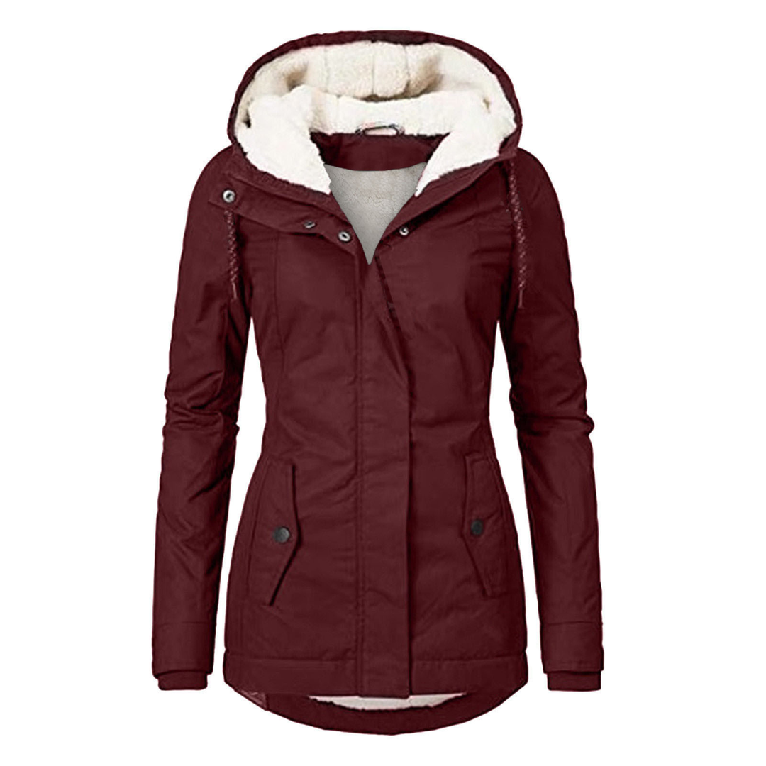 Womens Hooded Coat with Warm Fleece Lining
