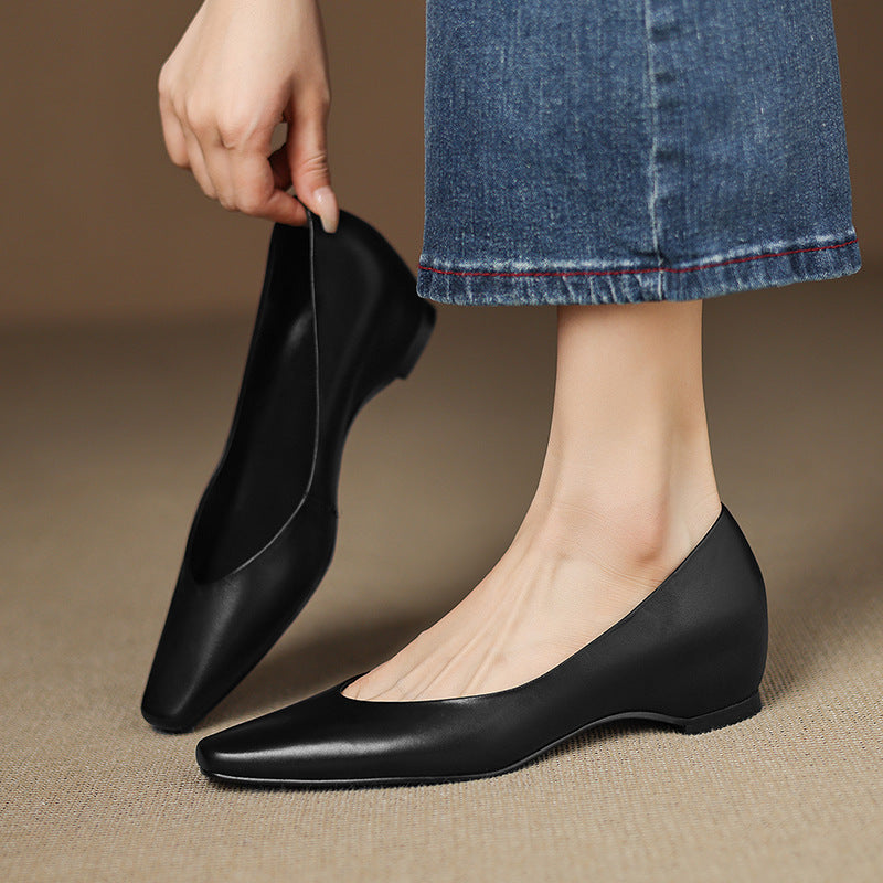 Womens Genuine Leather Flats Slip-On Style
