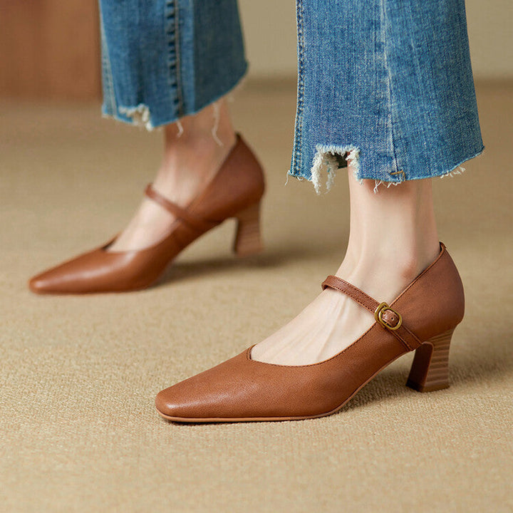 Womens Genuine Leather Heels Classic Fit
