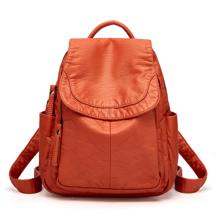 Unisex Backpack Soft Leather Spacious Storage
