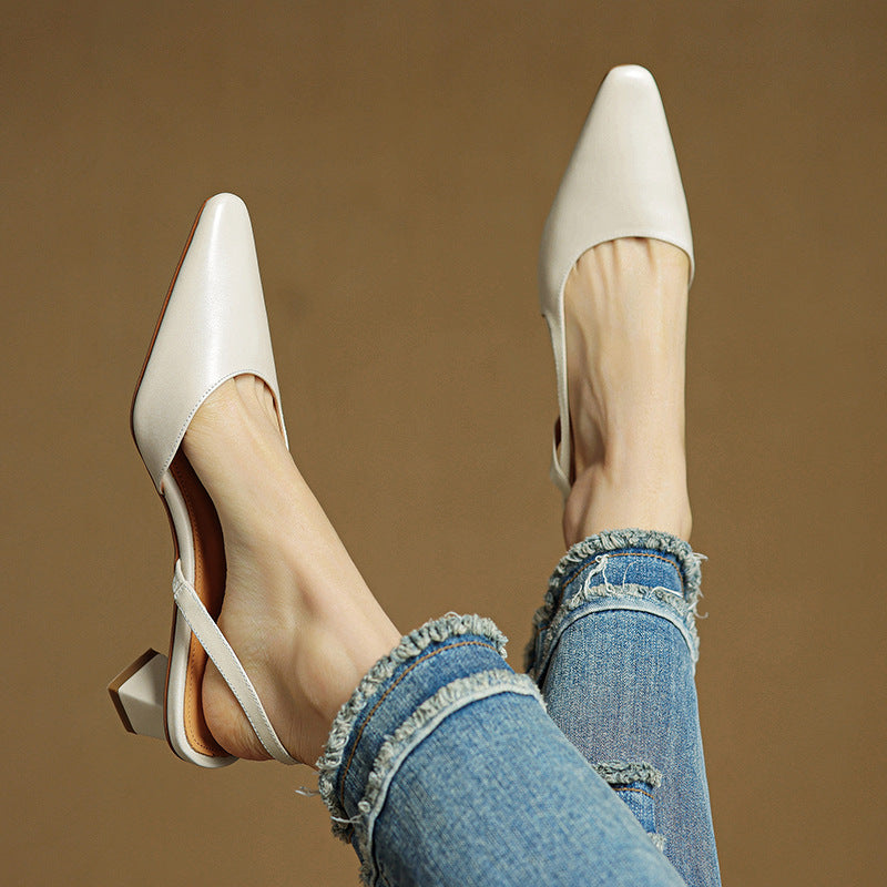 Womens Genuine Leather Heels Classic Fit