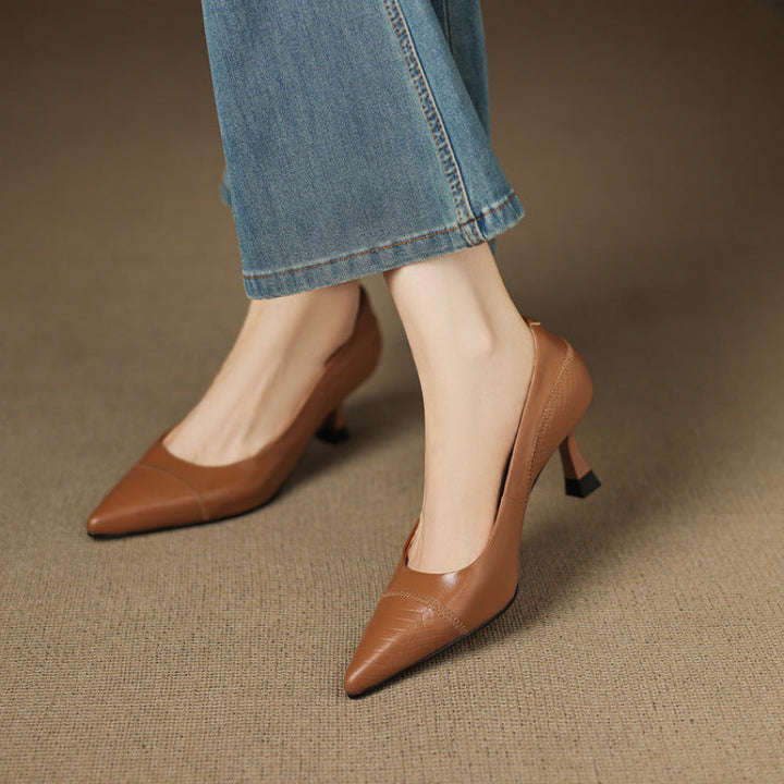 Womens Heels Genuine Leather Classic Fit