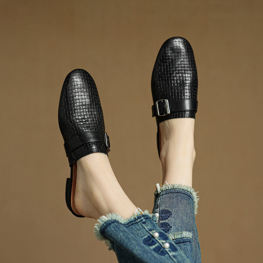Womens Leather Mules Genuine Leather Slip-On