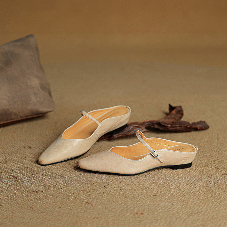 Womens Leather Mules Genuine Leather Slip-On